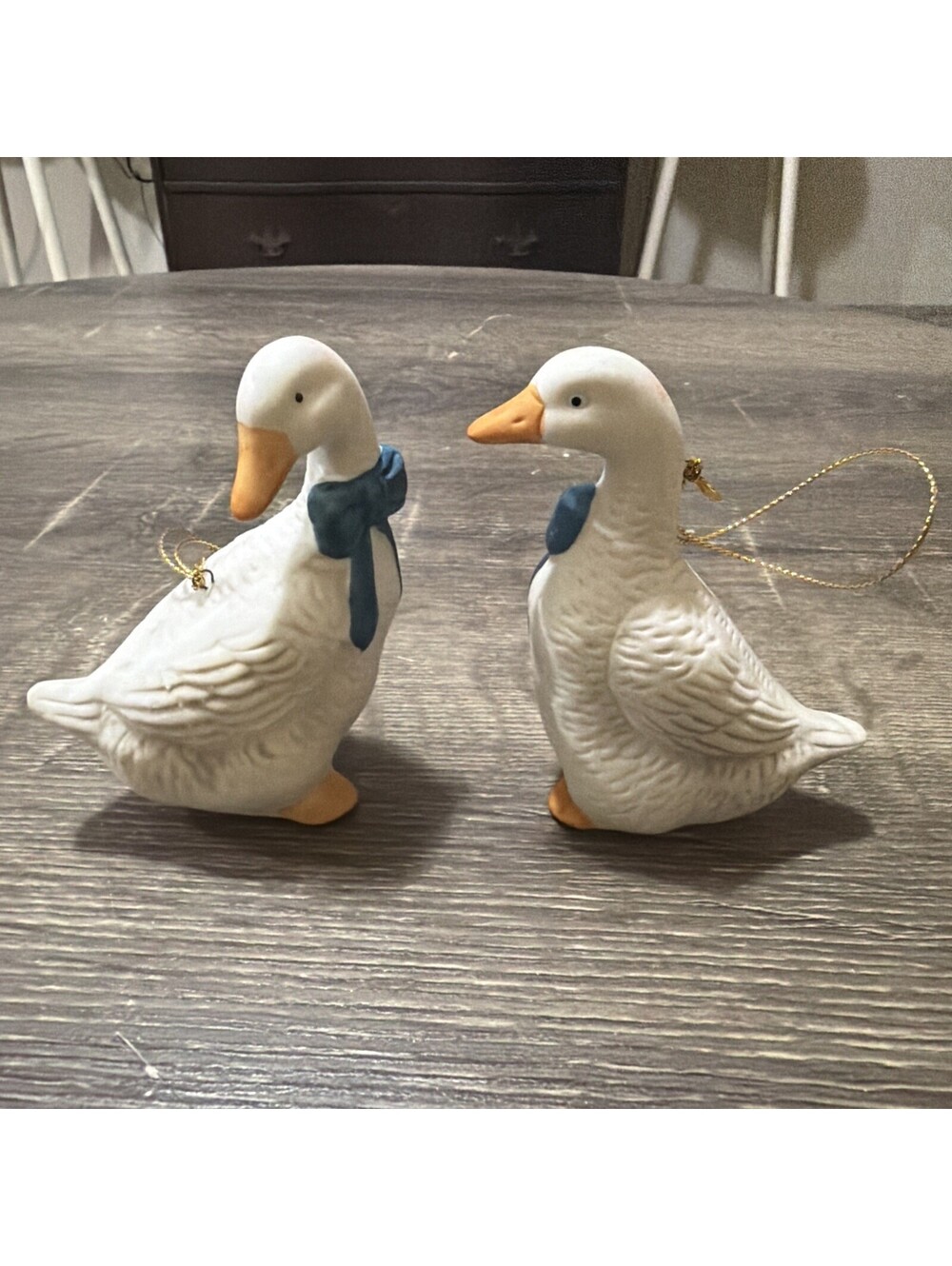Vtg Porcelain Goose Geese Country Christmas Ornaments Farmhouse Granny Decor